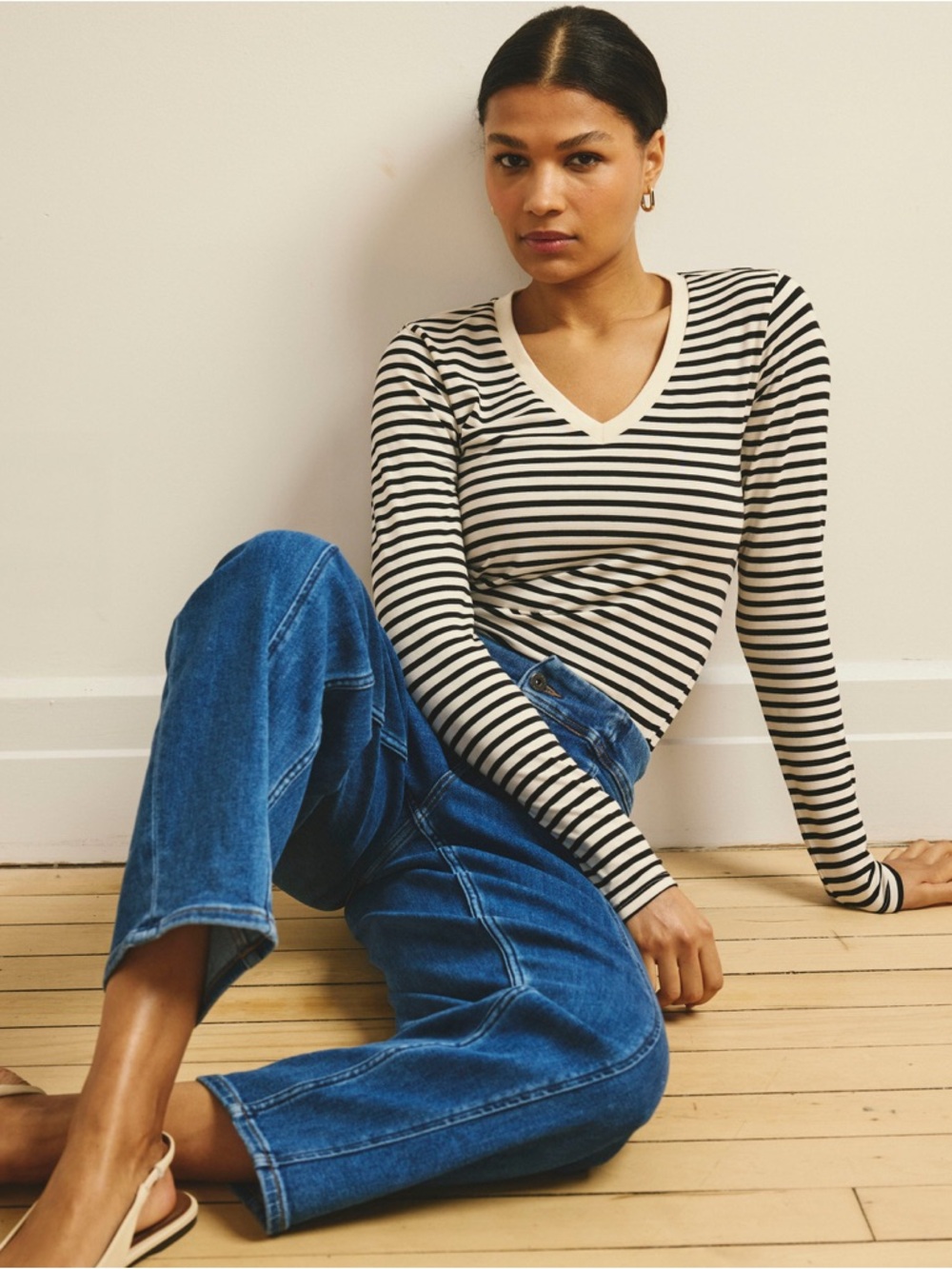 Universal Standard Cloud Rib Long-Sleeve V-Neck Tee
